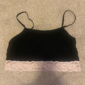 La Vie En Rose Black Cami with Pink Lace